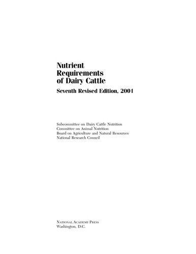 Nutrients Requirements of Dairy Catttle