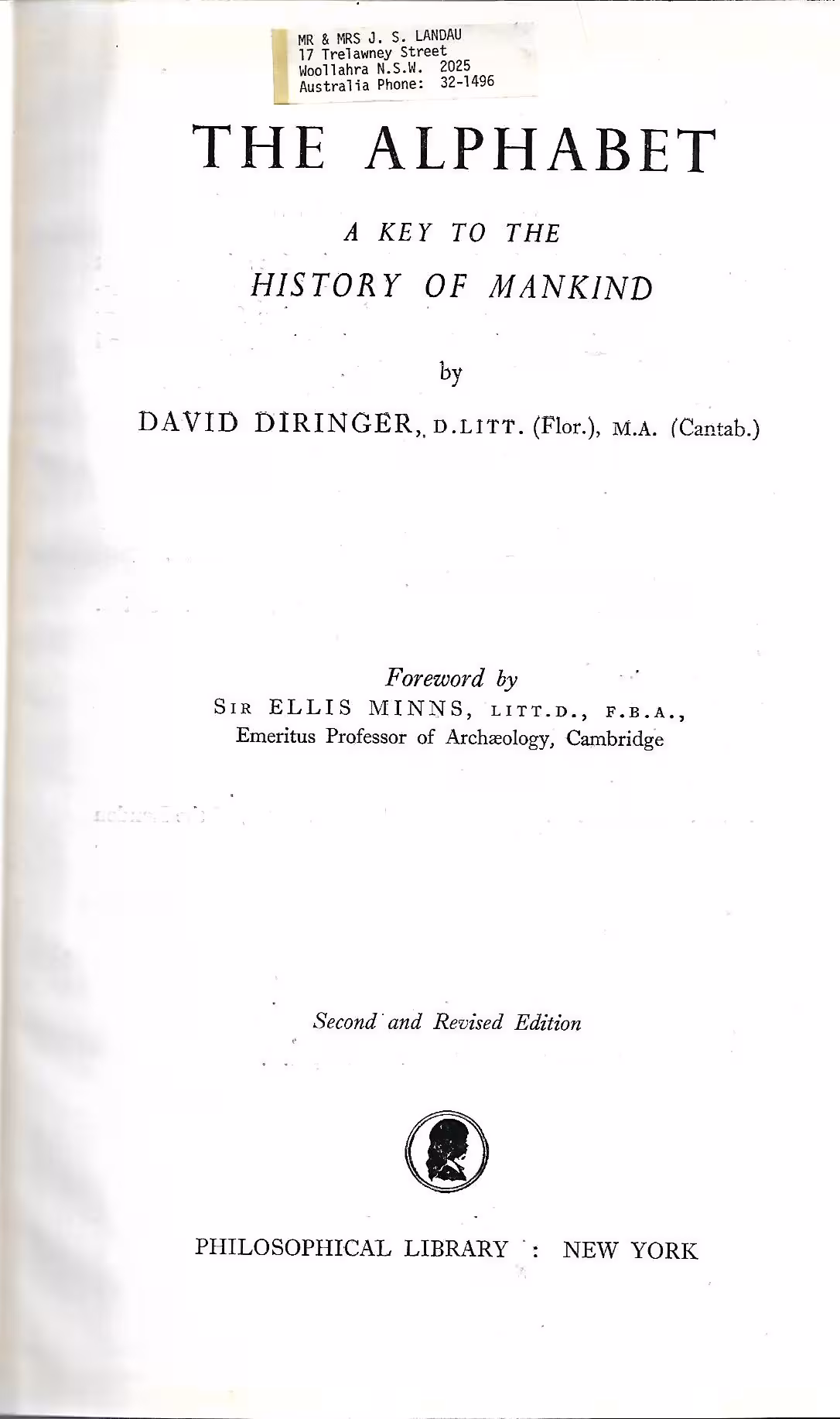 The Alphabet, A Key to the History of Mankind