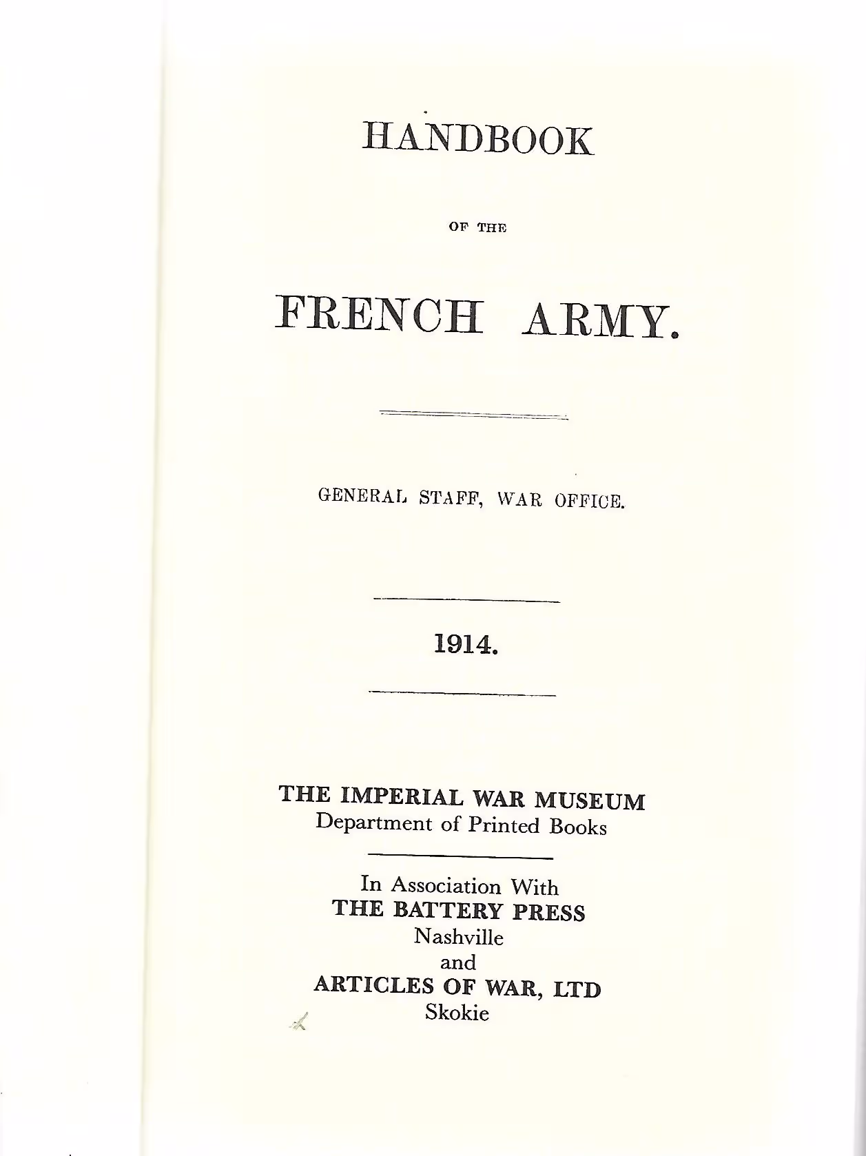 Handbook of the French Army 1914